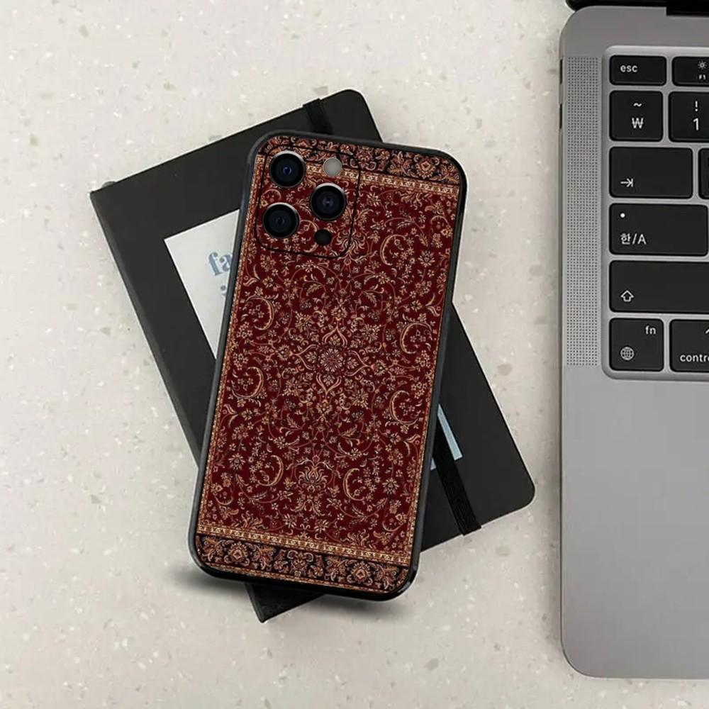 

Чехол для телефона с цветочным узором в персидском стиле для Apple iPhone 15,14,13,12,11,Pro,X,XS,Max,XR,Plus,Mini Мягкий черный чехол iPhone11