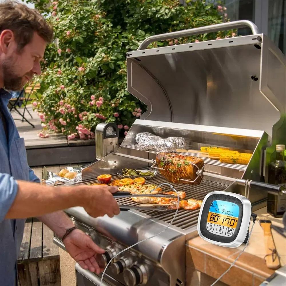 Digital pekskärmsmattermometer, Elektronisk kökstimer, Temperatur för grillning och bakning av kött, Matlagning