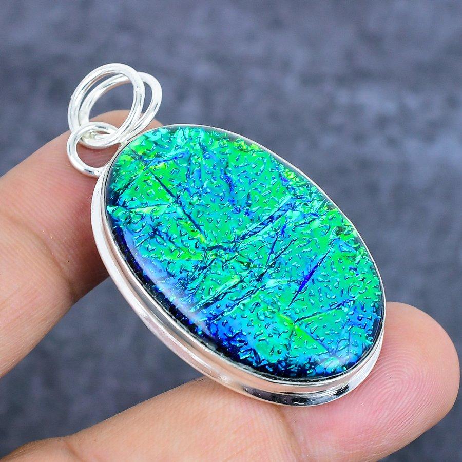 Natural Green Triplet Opal 925 Sterling Silver Jewelry Pendant 2.09" S5s55