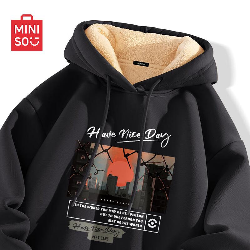

MINISO Men s Oversized Lambswool Hooded Sweatshirt M