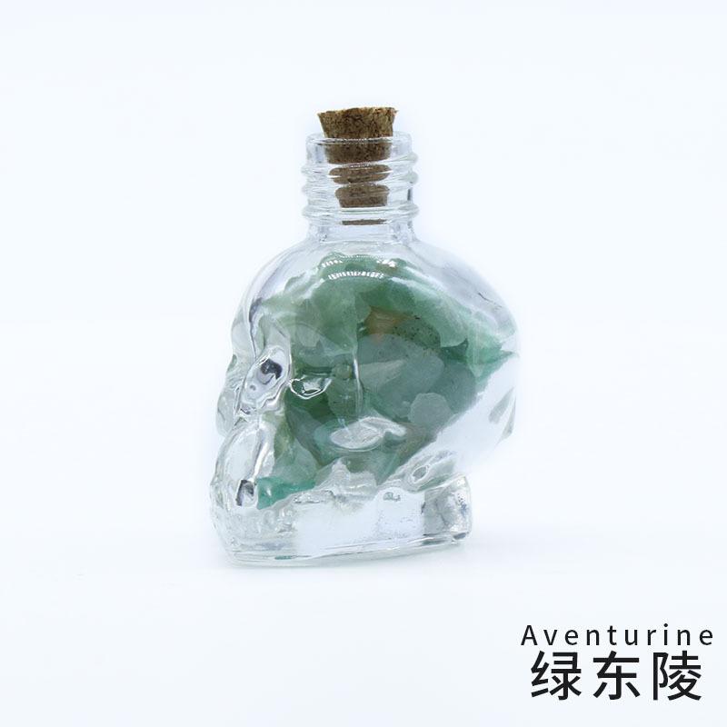 Crystals Healing MINI Crushed Stones Skull Spell Jars Crystal Chakra Stones Cute Glass BottleHealing Crystals Mini Skull Bottles
