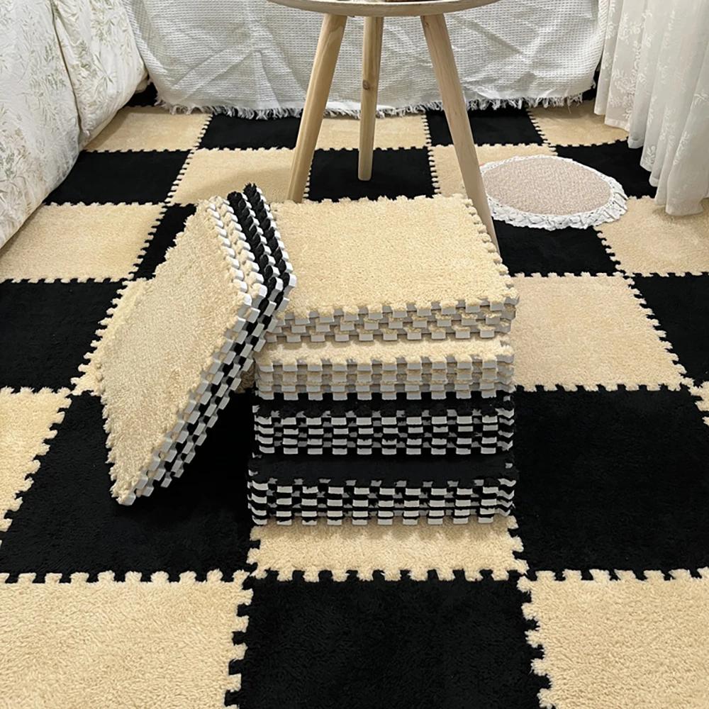 Měkká plyšová dětská podložka Dětské hračky Eva pěnový puzzle koberec Teplé dětské hrací podložky Proplétané koberce Dětský koberec 30*30*1cm