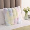 Solid Color Faux Rabbit Fur Plush Cushion: Dual-Use Back Cushion for Sofa, Bedroom Bay Window, or Bedside with Bubble Fleece