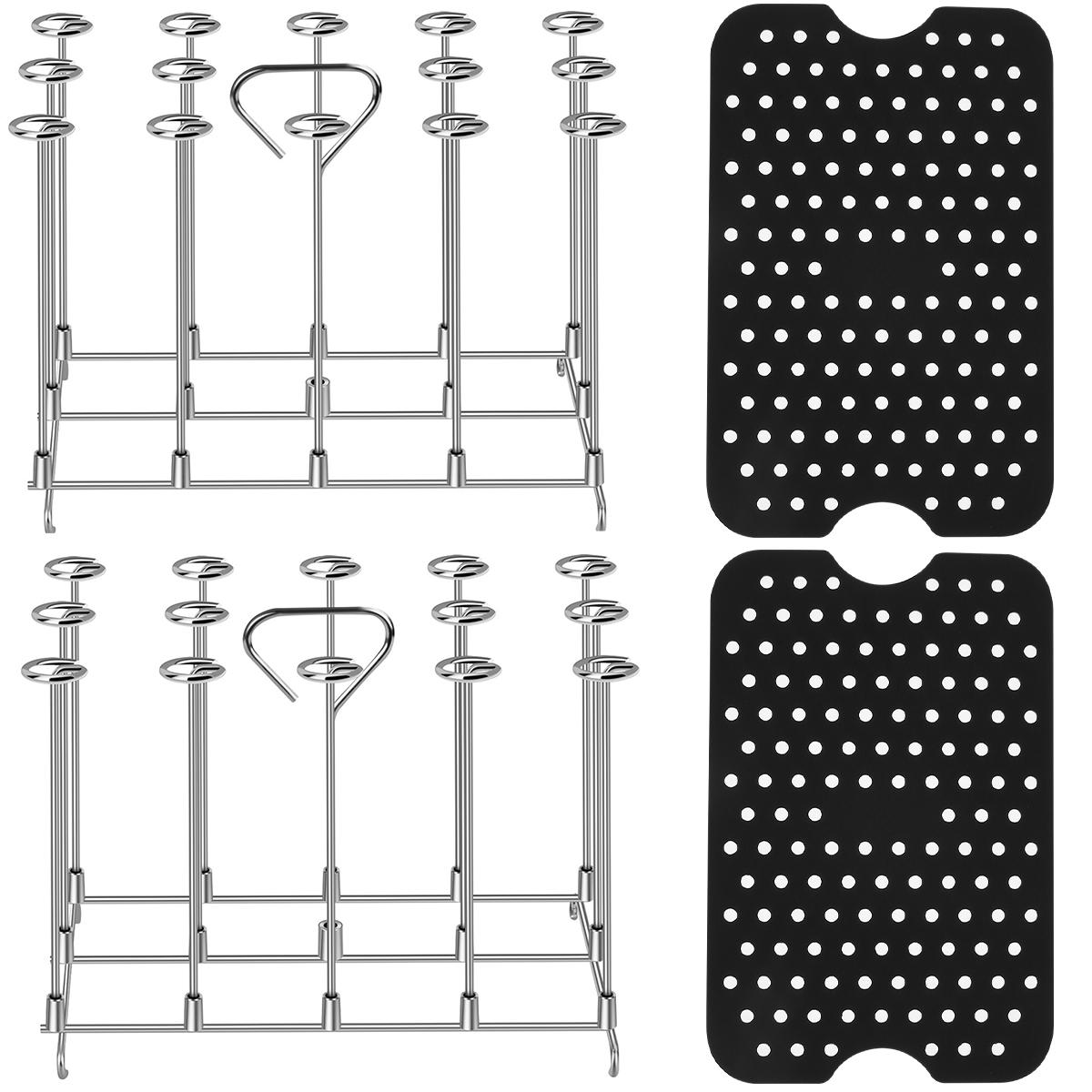 

2Pcs Air Fryer Skewer Rack Kits Stainless Steel Holder Air Fryer Skewer Stand Grill Baking Tray Barbecue Kitchen Tools