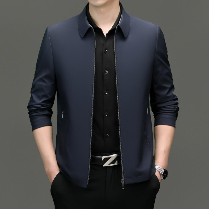 Executive Business Jacket Men's Mulberry Silk Spring and Autumn Middle-aged Dad Lapel Cadre Civil Servant Jacket