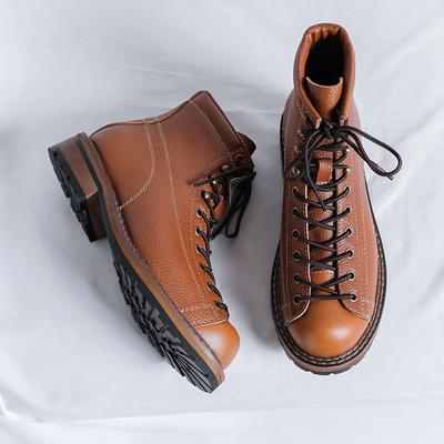 Pánské boty z pravé kůže Vintage pracovní vysoké pánské boty Britský styl Pánské kožené boty Jarní platformové boty Muž