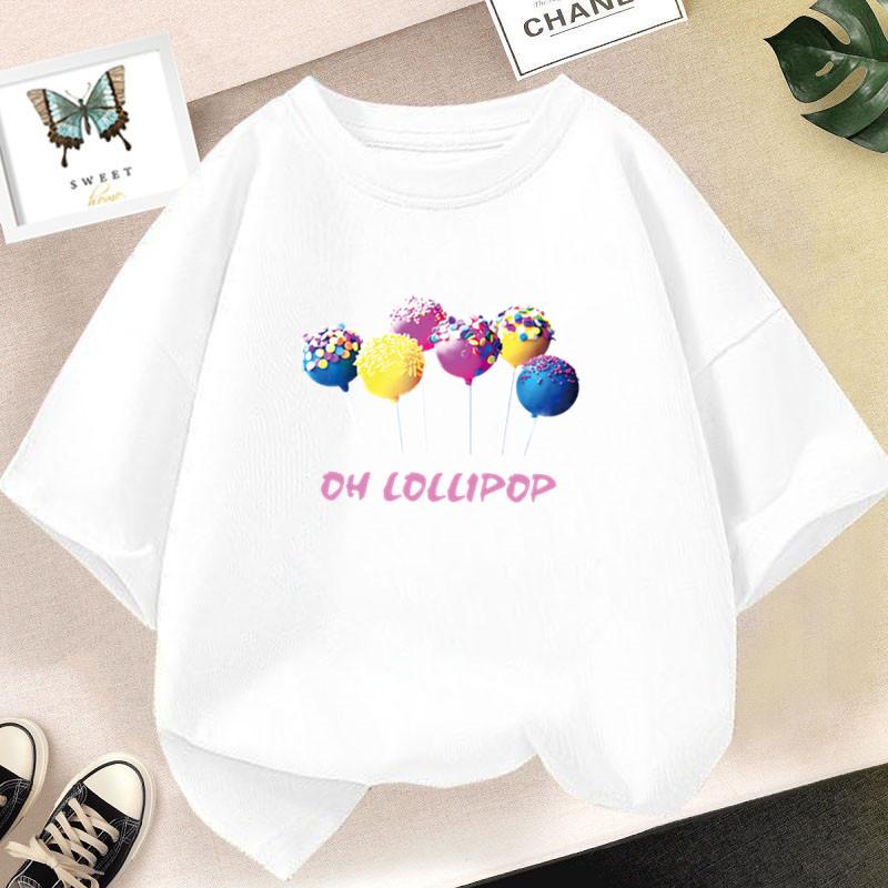 Girl Shirt Candy Lollipop Sweet T Shirts Girl Clothes Outfit Kids Tops Baby Girl Clothes T-shirts Child Clothing