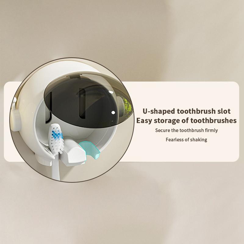 Toothbrush Holder Wall Mounted Toothbrush Holder Rack With Lid Wall Mount Space-Saving Household Organizers For Toothbrushes For