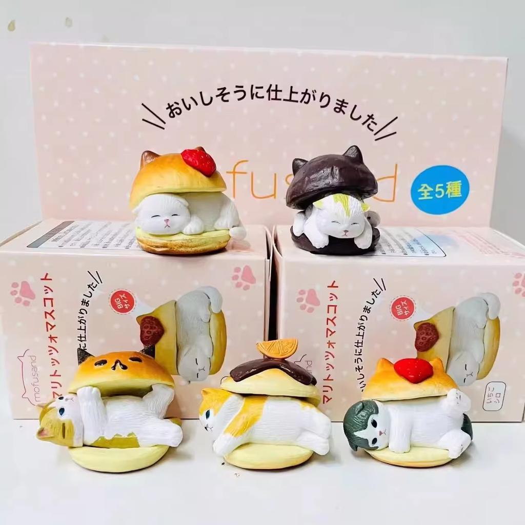Mofusand Plump Series Blind Box Hamburger Bread Cat Fruit Cat Figures Kawaii Desktop Decoration Collectable Toy Festival Gift