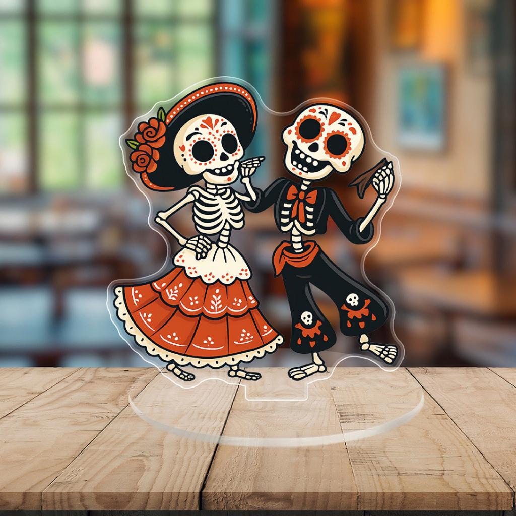 2D Cheerful Skeleton Couple Table Acrylic Ornament