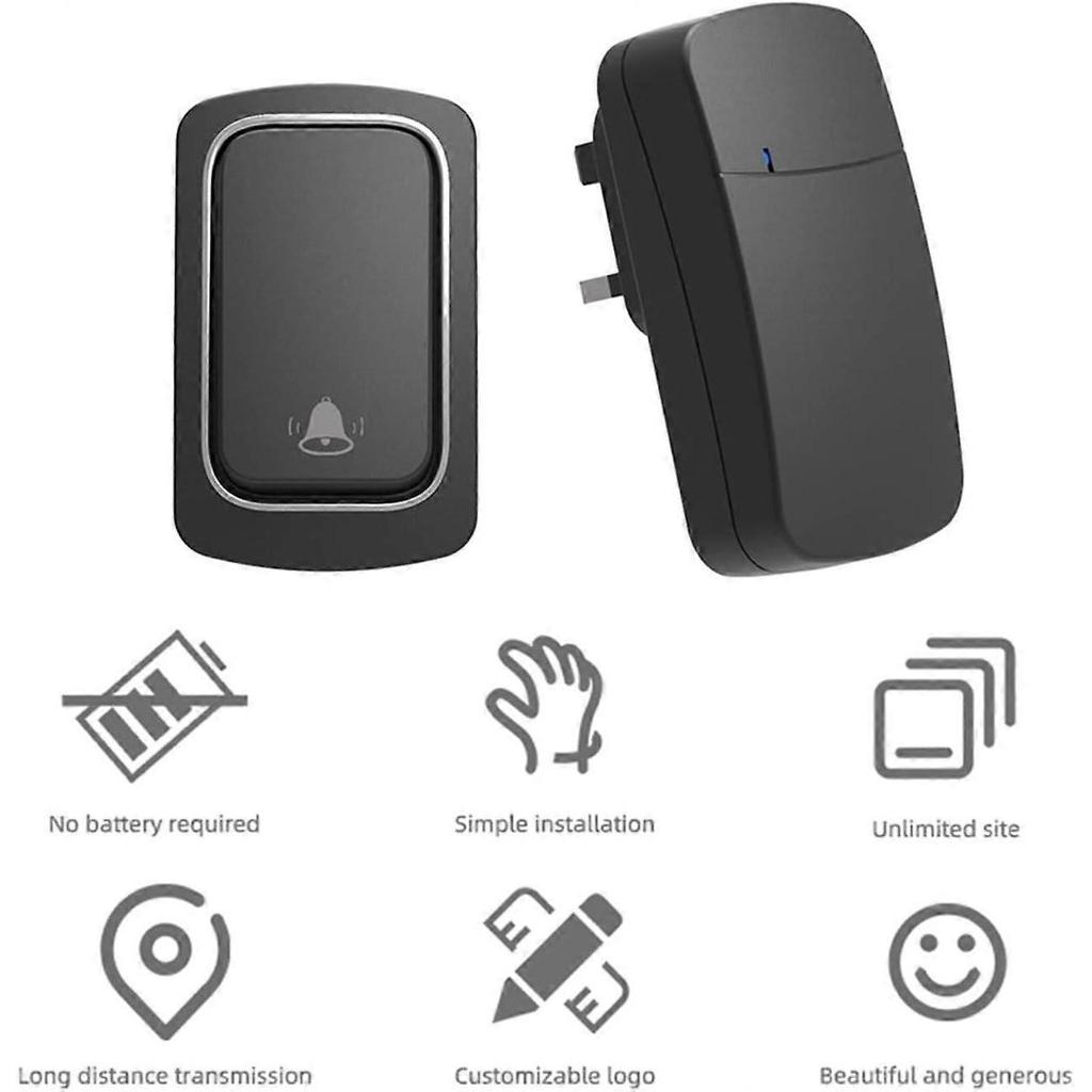 Wireless Doorbell No Battery Required Waterproof Self-Powered Door Bell Sets Home Outdoor Kinetic Ring Chime Doorbell Protection
