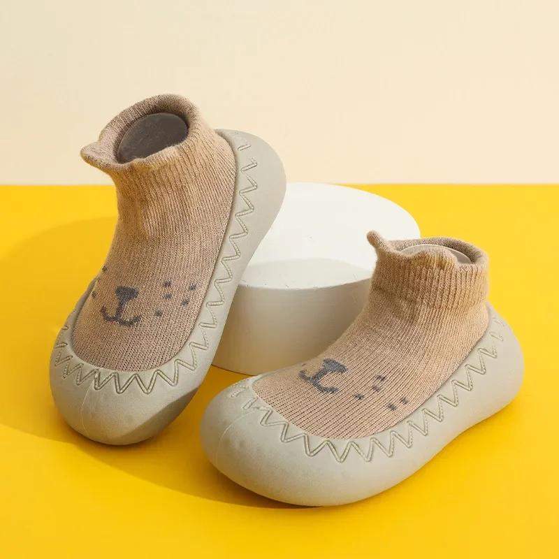 Baby Shoes Kids Soft Rubber Sole First Walkers Children Sock Shoes Non-slip Floor Socks Toddler Sock Shoes 0-4Y Boy Girl Booties