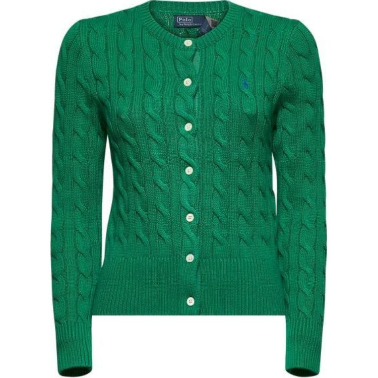 

Polo Ralph Lauren Однотонный свитер с круглым вырезом и длинными рукавами Женский свитер Зеленый 211891643-020 S