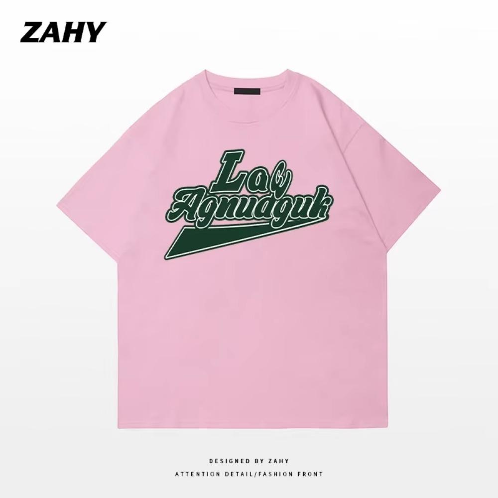 Summer Fashion Heavyweight Retro Men's English Letters 100% Cotton Printed Round Neck High-quality Casual Fitness Street T-shirt