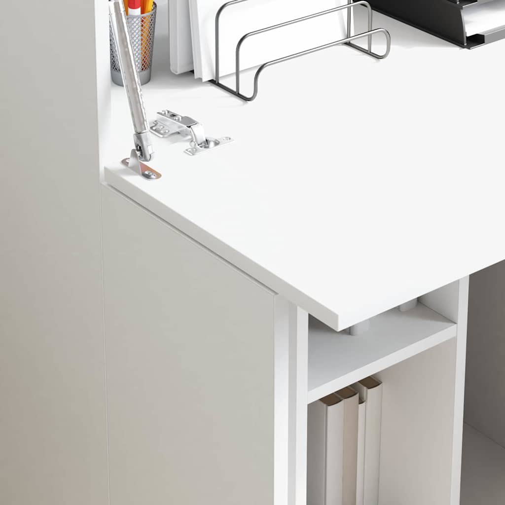 White Desk with Door 71.5 X 31.5 X 106.5 Cm Particleboard