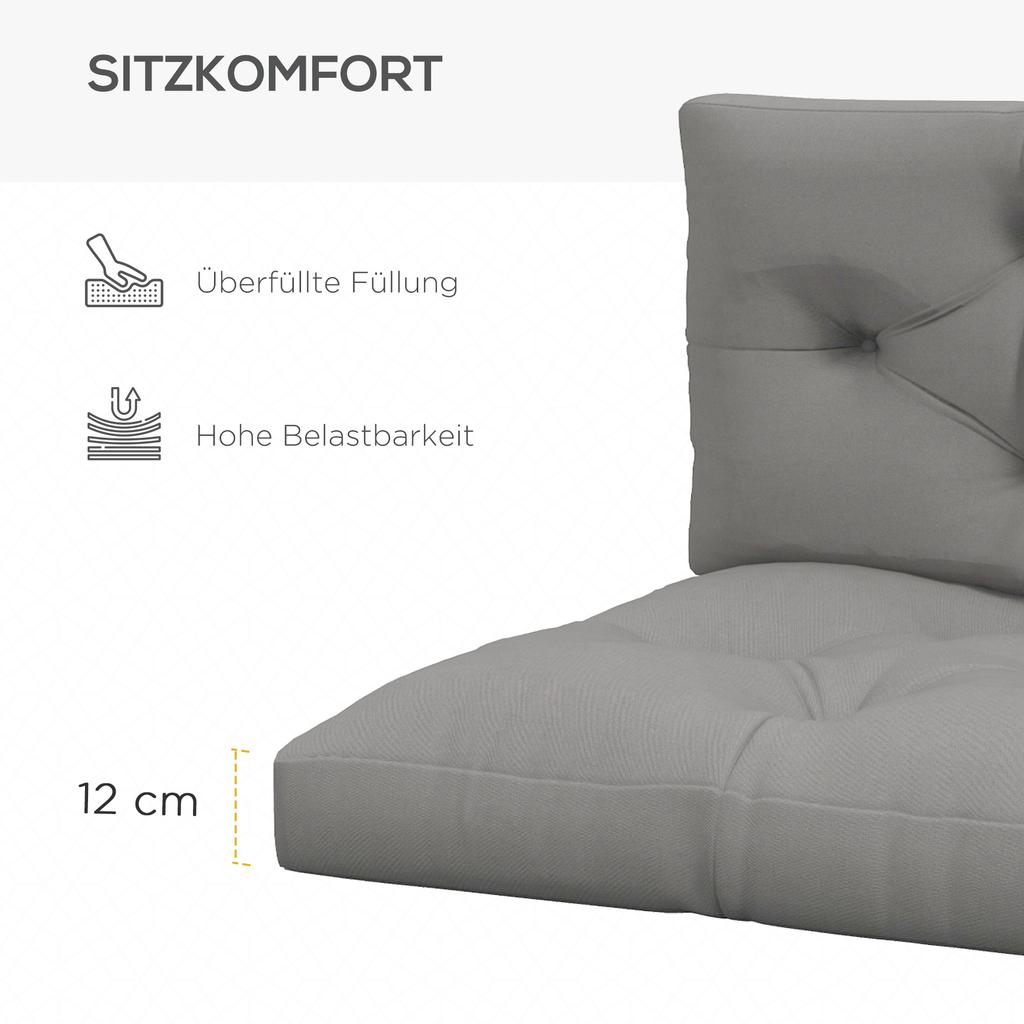 Seat and Back Padded Pallet Cushion Set - Light Grey