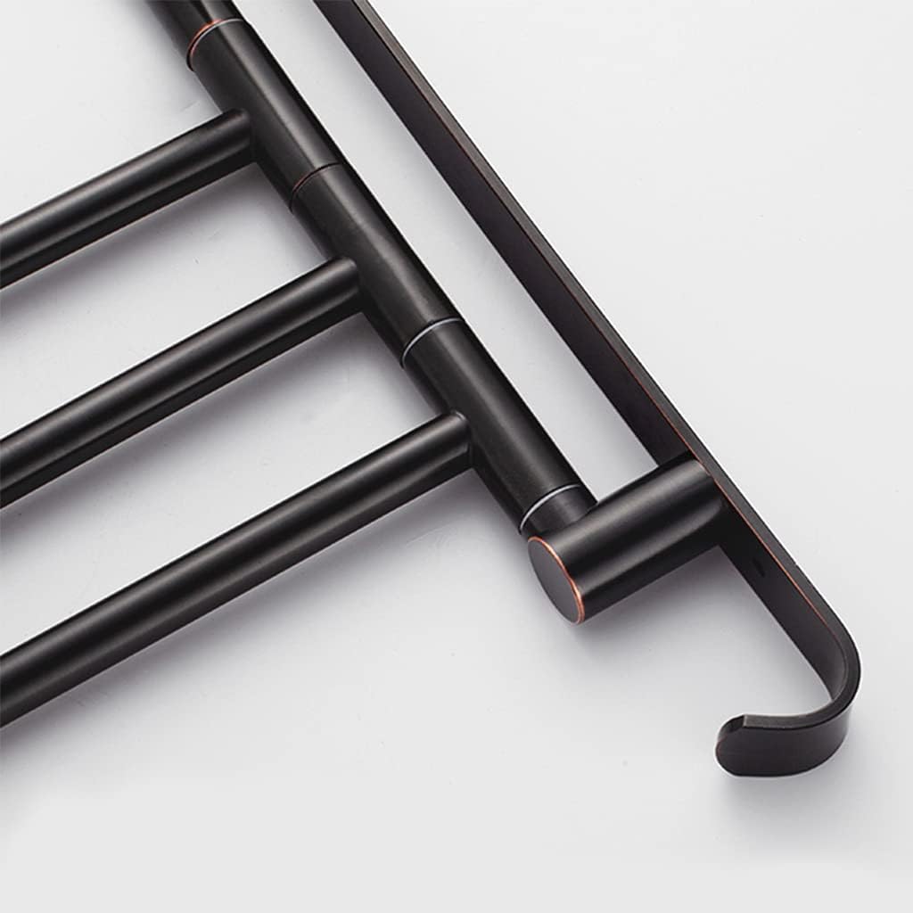 Black Swing Out Towel Bar, Bronze Oil Rubbed Folding Arm Swivel Hanger Bathroom Storage Organizer Rustproof Wall Mount, Swivel Towel Rack for Shower