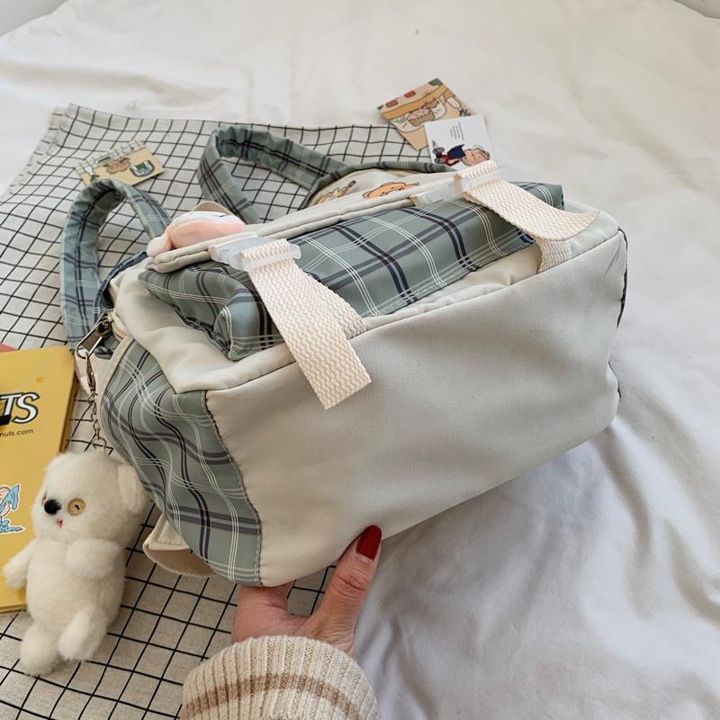 IELGY Korean version of Harajuku ins campus high school junior high school student backpack plaid girl backpack