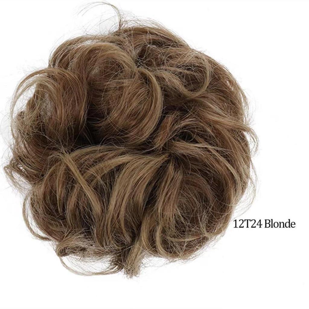 European & American Trendy High-Temp Silk Curly Hair Scrunchie Bun - Fluffy, Natural Elastic Hairpiece