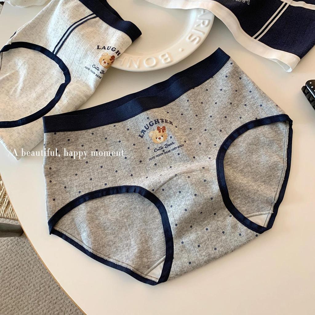 British Teddy Bear Pure Cotton Women's Antibacterial Underwear, Mid-Rise, Extended Crotch, A-Class, Baby Soft.