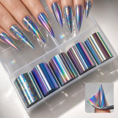 Iridescent Nail Foil Decals Laser Nail Art Stickers Nail Transfer Stickers  Manicure DIY
