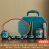 Chinese retro minimalist Dehua coarse pottery Lingxue pot portable four cups outdoor travel tea set business trip souvenir