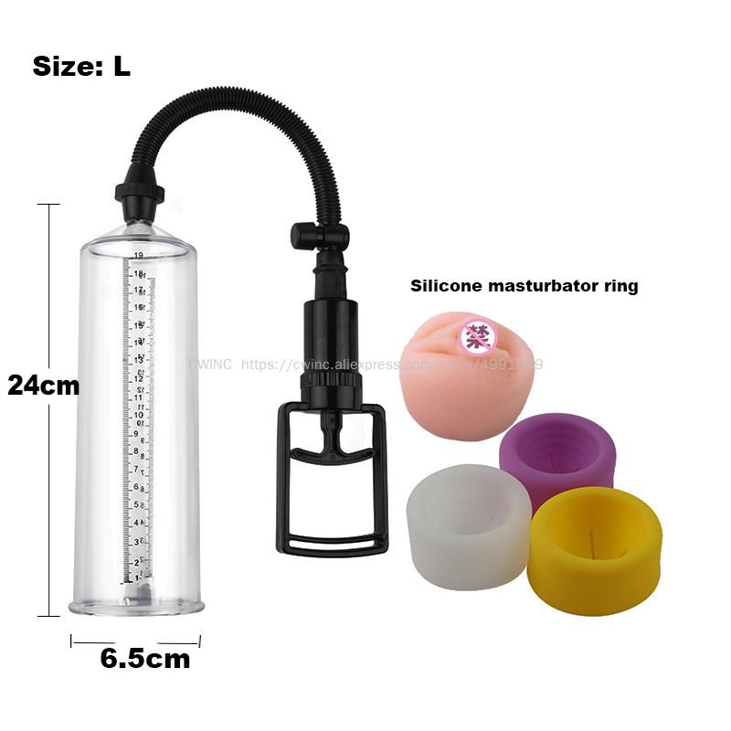 CW0252 Male Penis Pump Enlarger Vacuum Pump Extender Large with Extra Sleeves Sex Toys for