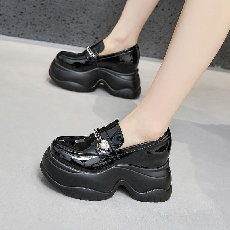 Fashion 9cm New Microfiber Leather Summer High Brand Spring Autumn Platform Wedge Women Chunky Sneaker Pumps Fashion Pumps Shoes