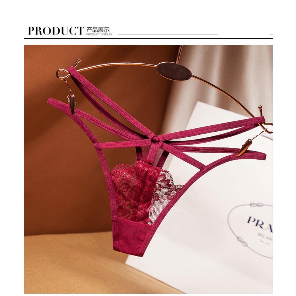 European and American Sexy Thong Women's Lace Sultry Hot Low-rise T Pants Ins Hollow Trend Cross Panties Women 2252
