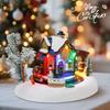 Animation Christmas Village Train Station Pre-lit Resin Collectible Building Figurine with Rotating Train Indoor Christmas Scene