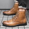 Mens Boots Retro High-top Leather Boots Italian Style Business Casual Dress Boots Men Chelsea Ankle Boot Plush Warm Winter Botas