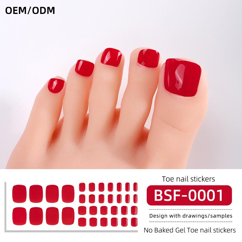 Popular Style New 3D Waterproof Nail Sticker Plastic UV Free Nail Wraps Toe Wraps