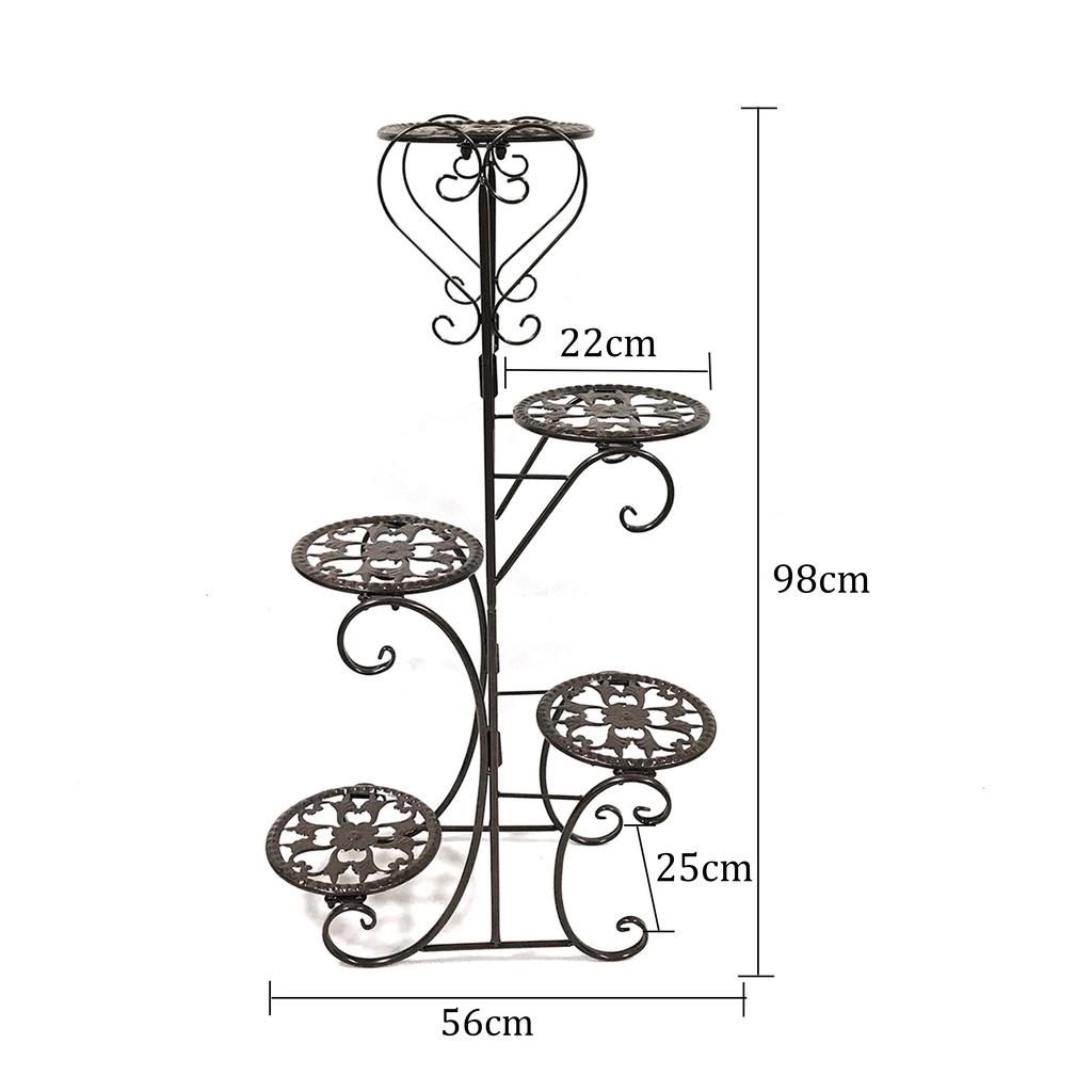 Indoors / Outdoors 5 Spotted Metal Shelves Flower Pot Plant Stand Display Garden Flower Patio Plant Rack Black/ White/ Brown New