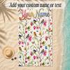 Birds Theme Soft Beach Towel Personalized Custom Name Text Towel Portable for Beach Pool Travel