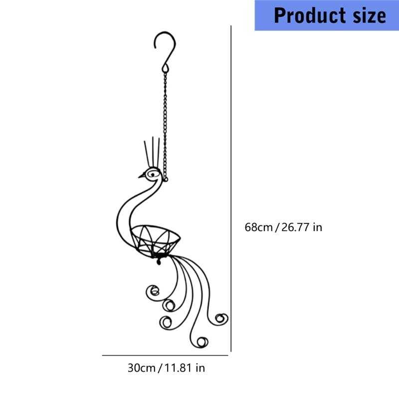 Unique Beautiful Peacocks Themed Hanging Basket Crafted From Weather Resistant Iron For Balcony Garden Patios Courtyard Display