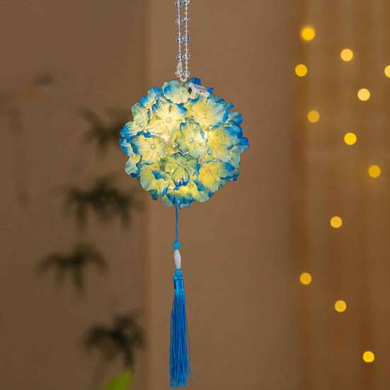 Hydrangea Lantern DIY Kit Kit, Handheld Glowing Chinese Style Flower Handmade Folk Art Craft for Mid Autumn, Traditional Festival Activity Kids Autumn