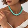 Trendy Y2K Aesthetic Smudge Resin Bead Chain Necklace Lightweight for Women Summer Beach Wear Jewelry Gift