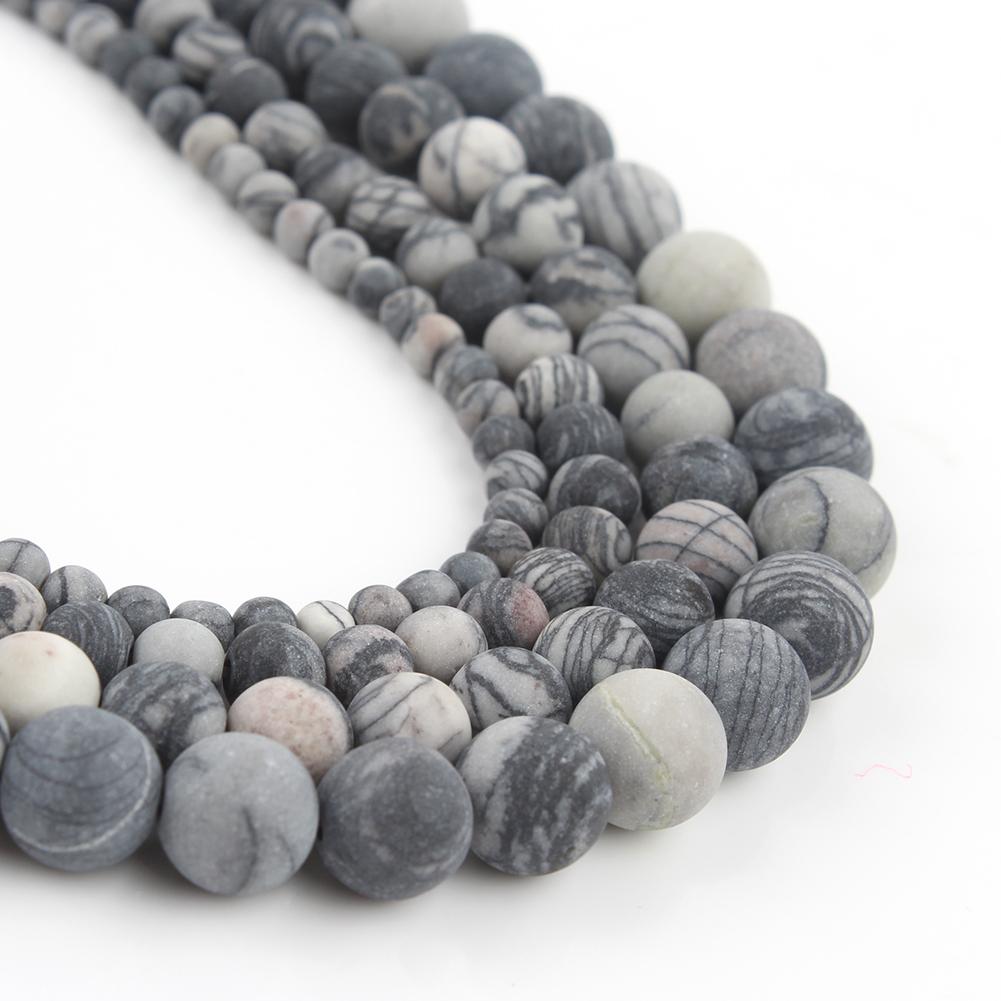 Natural Minerals Stone Matte Dull Polish Pink Zebra Jaspers Beads for Jewelry Making DIY Bracelet Necklace 4-12mm Spacer Beads