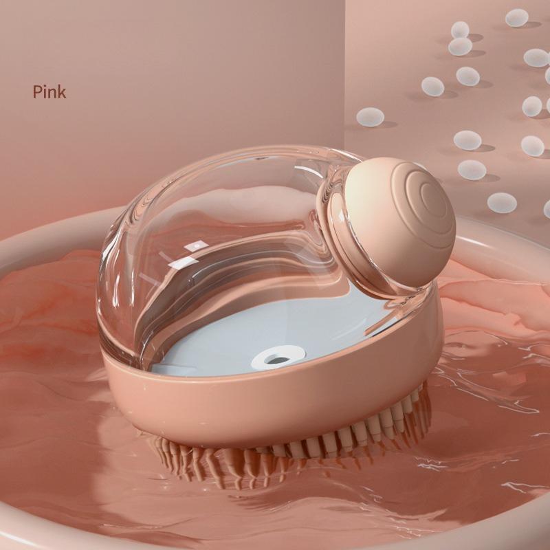 

Pet Grooming Massage Shampoo Silicone Bristle Pet Bath Brush Dog Brush Haired Puppy Cat Plastic Bathing Tool Cleaning Supplies рожевий