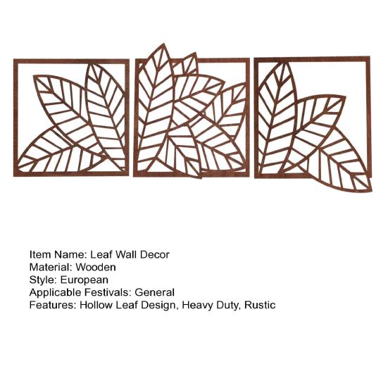 Yousheng 3Pcs/Set Wooden Hollow Leaf Wall Decoration Farmhouse Rustic Leaves Wall Art Home Bedroom Living Room Bathroom Wall Decorative Sign