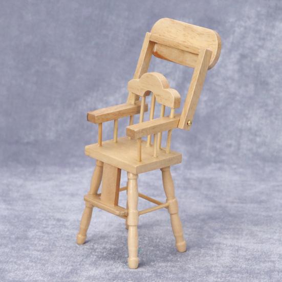 Simulation Stool Convenient to Store Simulated Wood Dollhouse High Chair Model for 1/12 Doll House