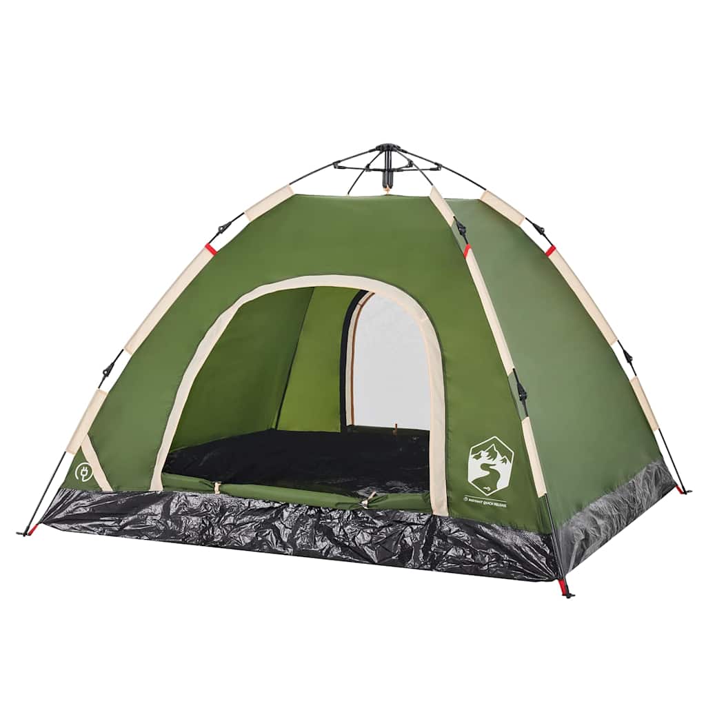 Vidaxl Tourist Tent, 3-Person, Green, Quick Setup