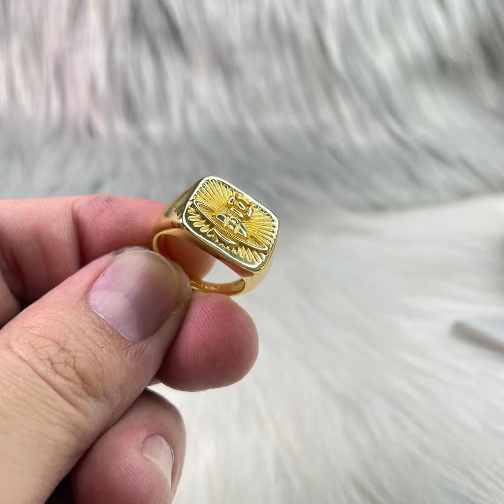 Vivienne Westwood Quadrat Stern Mond Saturn Diamantring - Damenmode, Hohe Qualität, Einfache Persönlichkeit Zeigefinger Schmuck