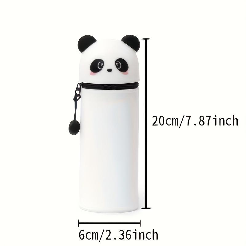 Niedliche Panda-Silikon-Federtasche, 2-in-1 Weicher Stifthalter mit Reißverschluss, Weißes Tierdesign für Schul- oder Bürobedarf