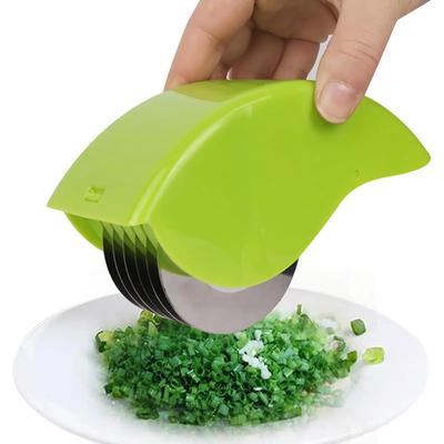Vegetable Chopper Roller Manual Scallion Cutter with 6 Stainless Steel Blade Herb Roller Mincer Parsley Chopper Tools