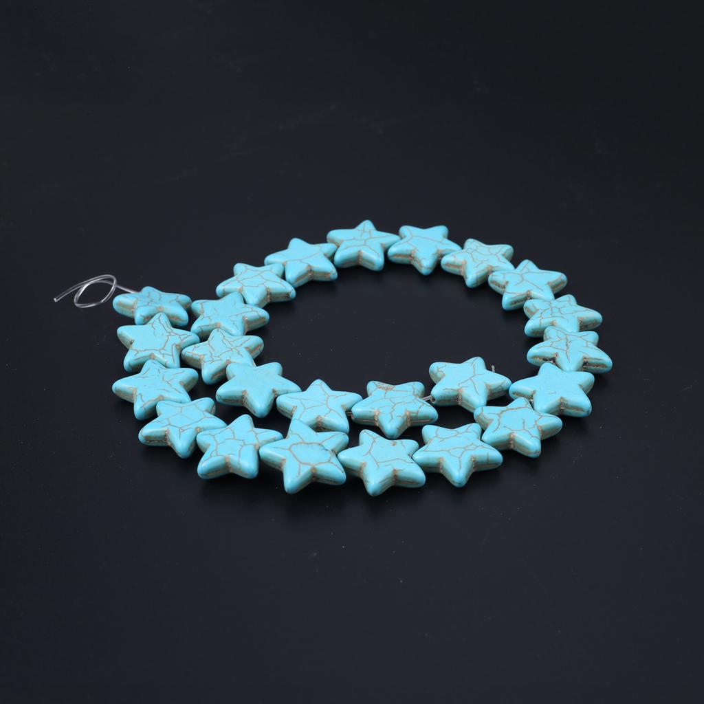 Energy Natural Stone Beads, Bohemian Style Star Blue Turquoise Loose Spacer Beads for Jewelry Making DIY Christmas Gifts Crafts Beading 38cm