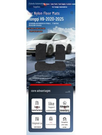 Hongqi H9 (2020-2025) Durable Black Nylon Car Floor Mats