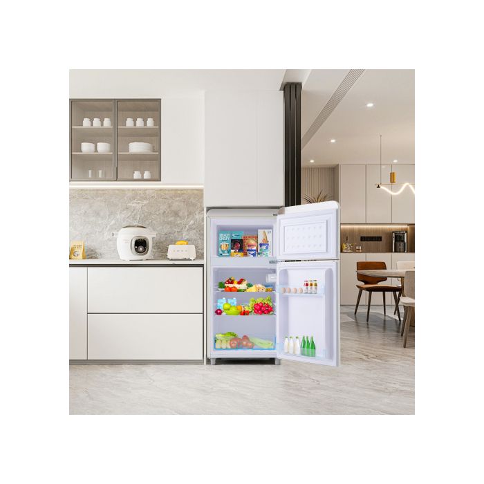 Réfrigérateur Vintage - MUVOE - Modèle - 72L - Congélateur 21L - 120 kWh - Blanc