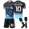 Tieners Kinderen Volwassenen Gepersonaliseerde Naam Voetbaltenues 2025-26 Liverpool Blauw #10 MAC ALLISTER Trainingsshirt Set met Sokken