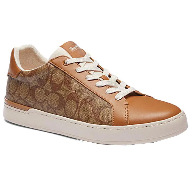 COACH Clip Synthetic Leather Low top Skateboard Shoes Men's Khaki / Light Khaki (Unisex) Skate Shoes CR898 VKA